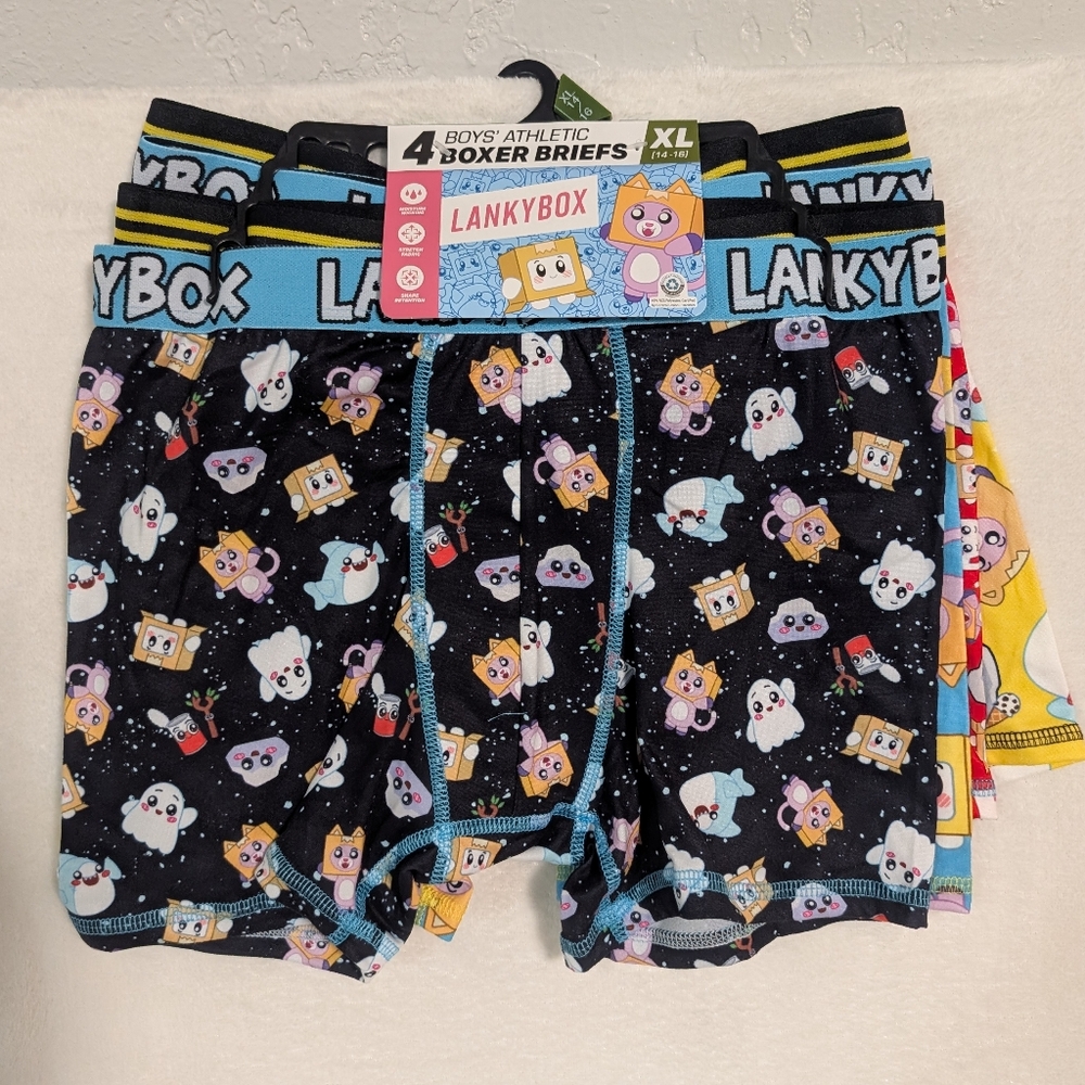 LankyBox XL 14/16 Boys Athletic Boxer Briefs Set Of 4